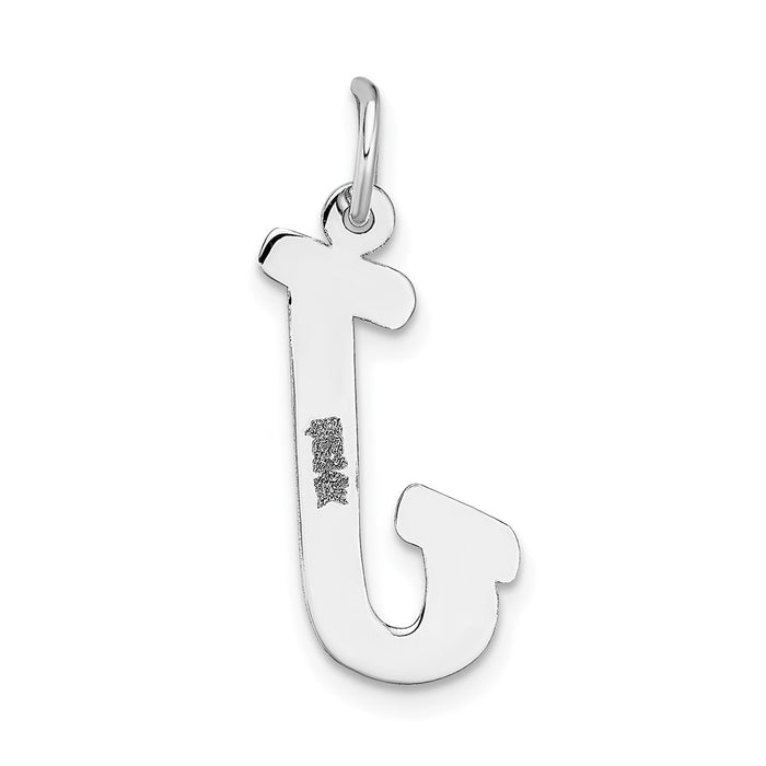 Million Charms 14K White Gold Themed Large Script Alphabet Letter Initial J Charm