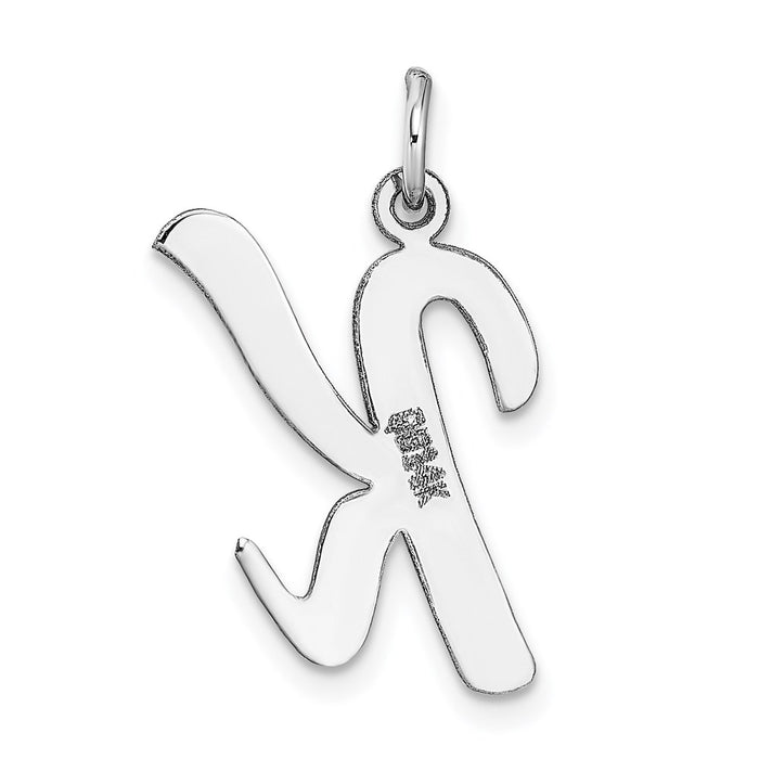 Million Charms 14K White Gold Themed Large Script Alphabet Letter Initial K Charm