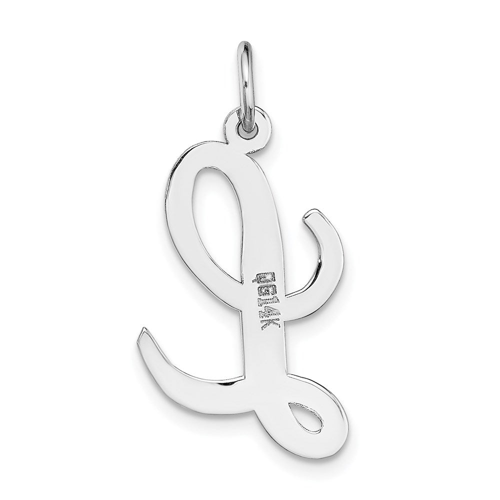 Million Charms 14K White Gold Themed Large Script Alphabet Letter Initial L Charm