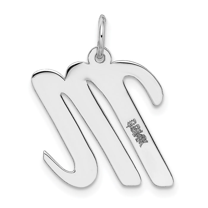 Million Charms 14K White Gold Themed Large Script Alphabet Letter Initial M Charm