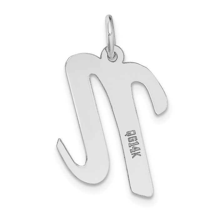 Million Charms 14K White Gold Themed Large Script Alphabet Letter Initial N Charm