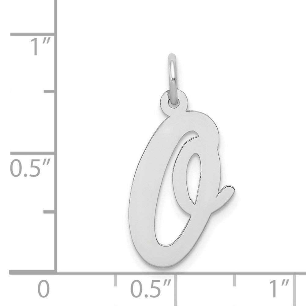 Million Charms 14K White Gold Themed Large Script Alphabet Letter Initial O Charm