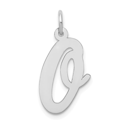 Million Charms 14K White Gold Themed Large Script Alphabet Letter Initial O Charm