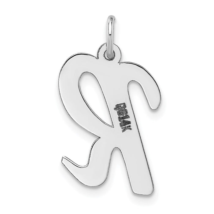 Million Charms 14K White Gold Themed Large Script Alphabet Letter Initial R Charm