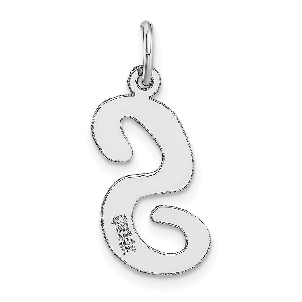Million Charms 14K White Gold Themed Large Script Alphabet Letter Initial S Charm