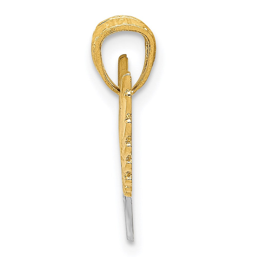 Million Charms 14K Yellow Gold Themed With Rhodium-plated Polished Hearts With Wings Pendant