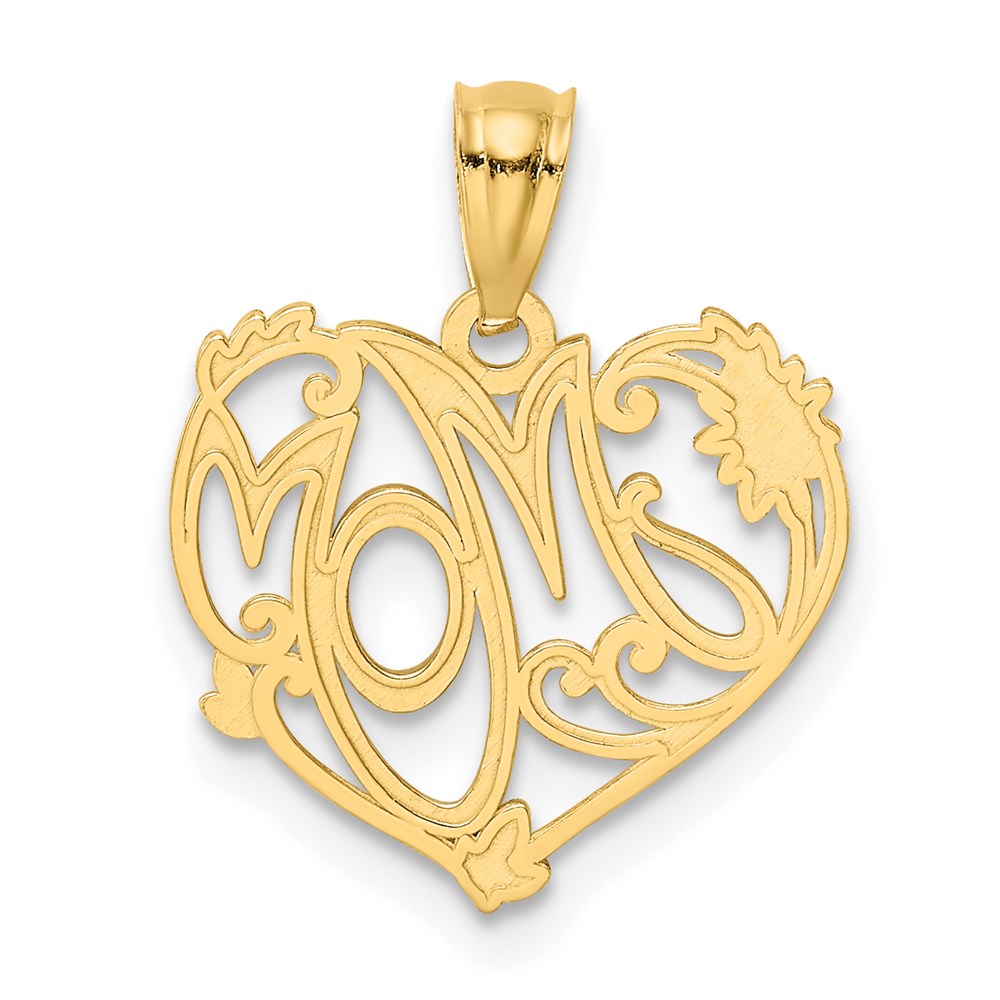 Million Charms 14K Yellow Gold Themed With Rhodium-plated Mom Pendant