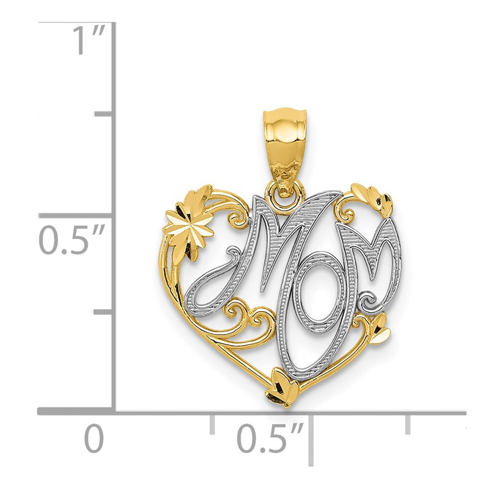 Million Charms 14K Yellow Gold Themed With Rhodium-plated Mom Pendant