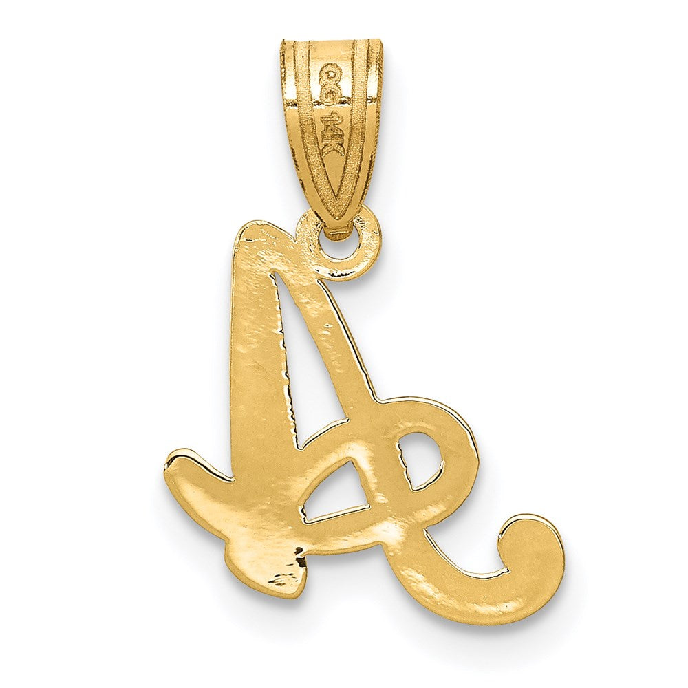 Million Charms 14K Yellow Gold Themed A Script Alphabet Letter Initial Pendant