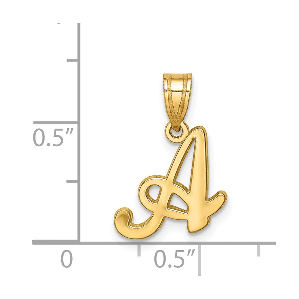Million Charms 14K Yellow Gold Themed A Script Alphabet Letter Initial Pendant