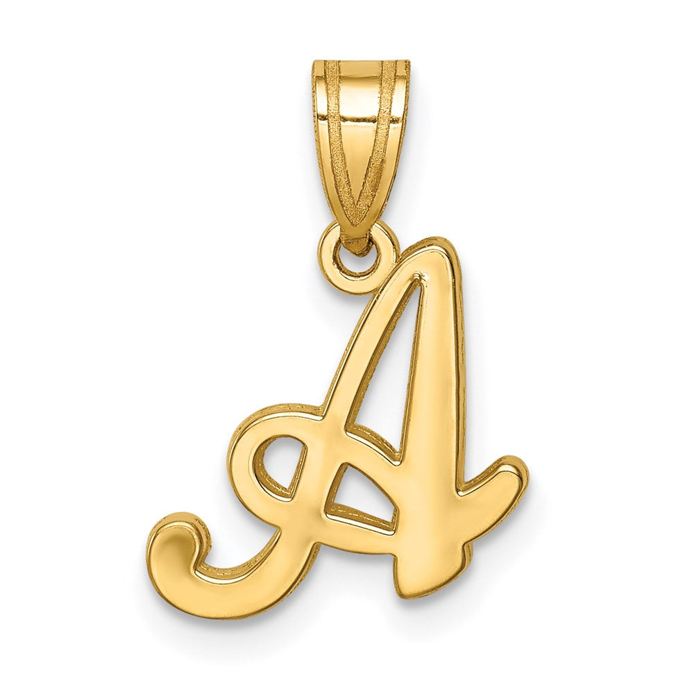 Million Charms 14K Yellow Gold Themed A Script Alphabet Letter Initial Pendant