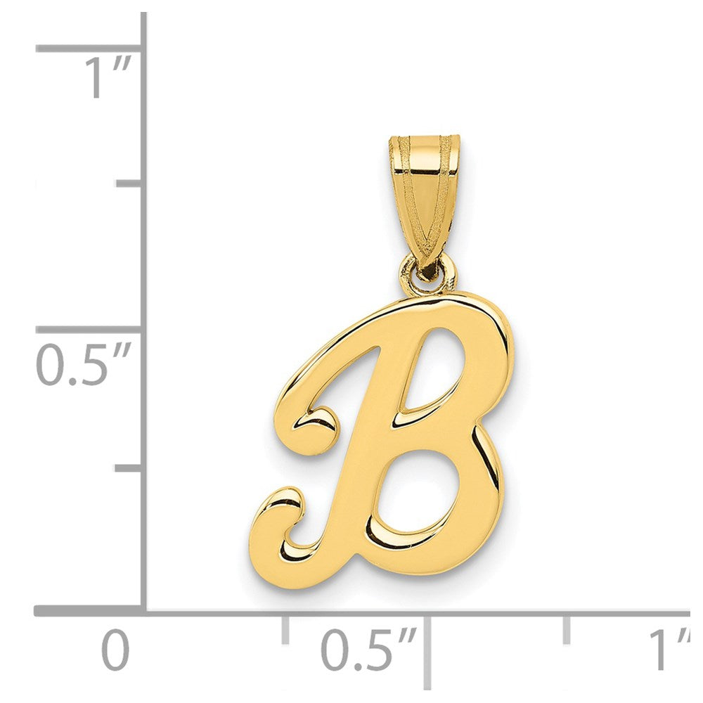 Million Charms 14K Yellow Gold Themed B Script Alphabet Letter Initial Pendant