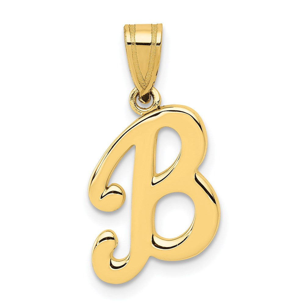 Million Charms 14K Yellow Gold Themed B Script Alphabet Letter Initial Pendant