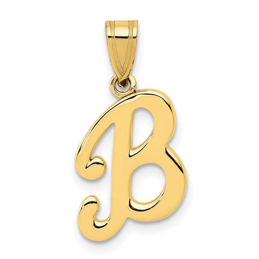 Million Charms 14K Yellow Gold Themed B Script Alphabet Letter Initial Pendant