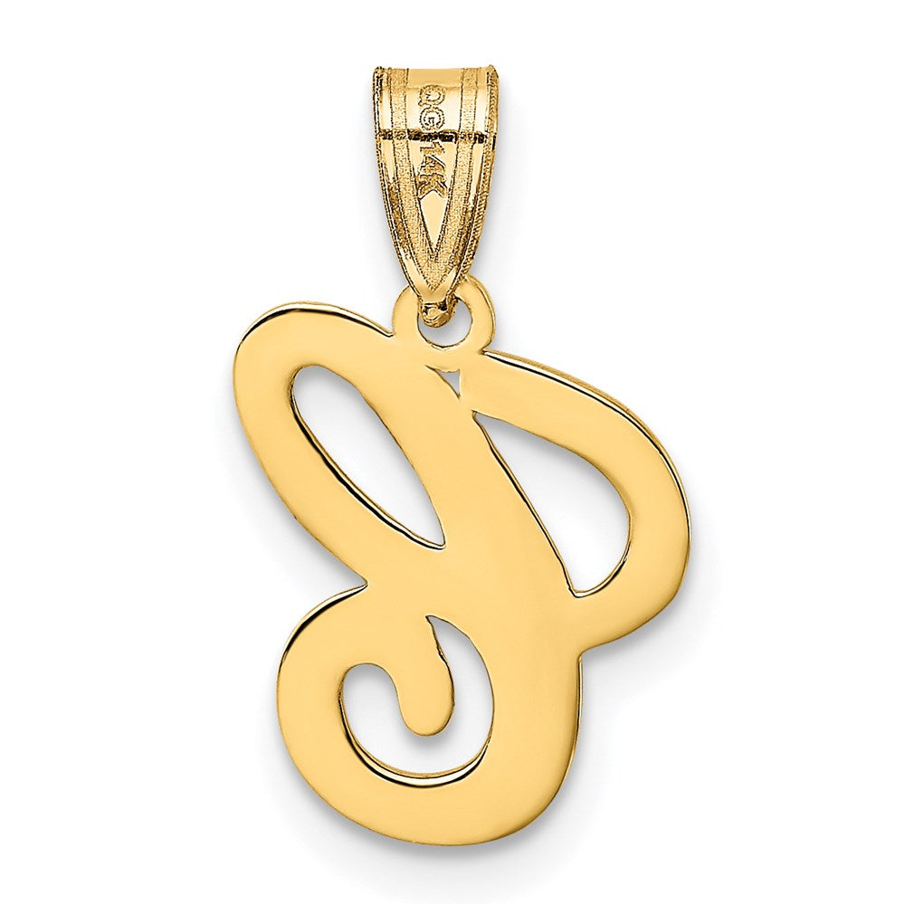 Million Charms 14K Yellow Gold Themed C Script Alphabet Letter Initial Pendant