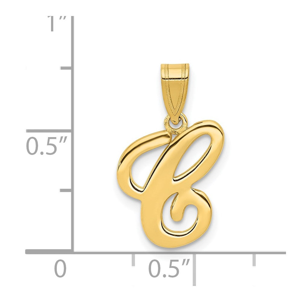 Million Charms 14K Yellow Gold Themed C Script Alphabet Letter Initial Pendant
