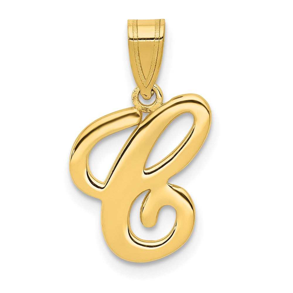 Million Charms 14K Yellow Gold Themed C Script Alphabet Letter Initial Pendant