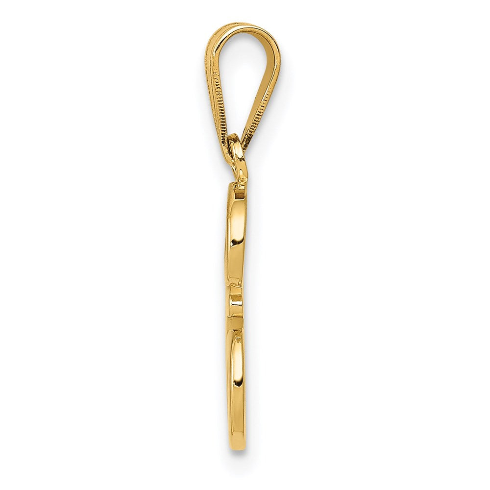 Million Charms 14K Yellow Gold Themed E Script Alphabet Letter Initial Pendant