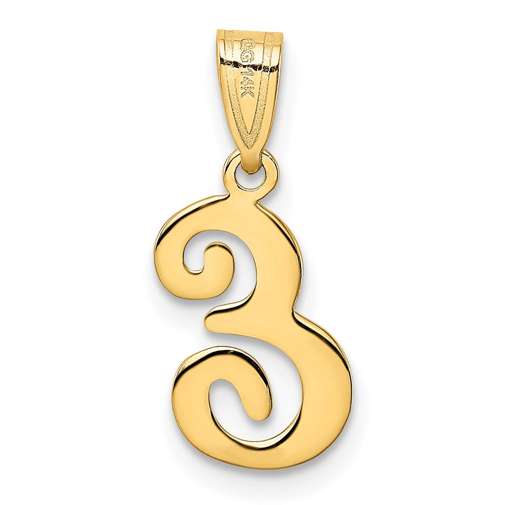 Million Charms 14K Yellow Gold Themed E Script Alphabet Letter Initial Pendant