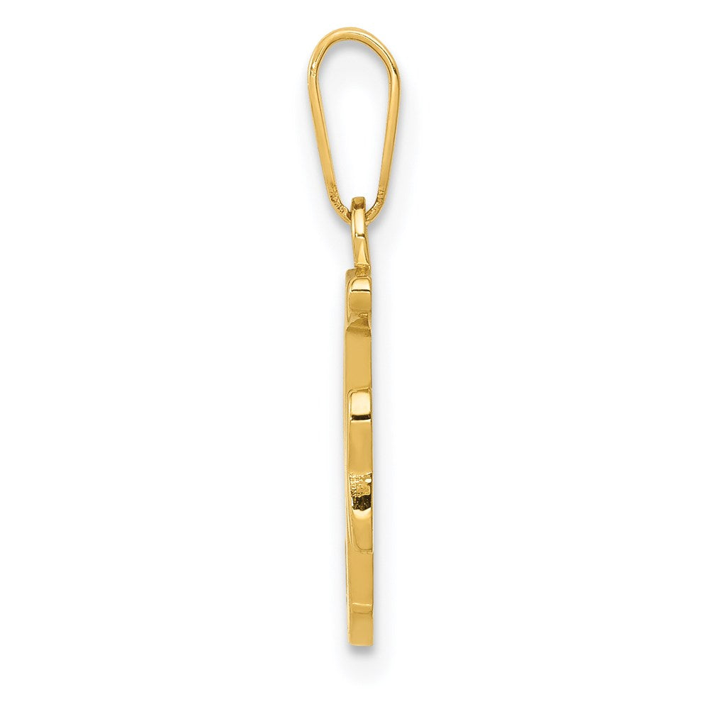 Million Charms 14K Yellow Gold Themed F Script Alphabet Letter Initial Pendant