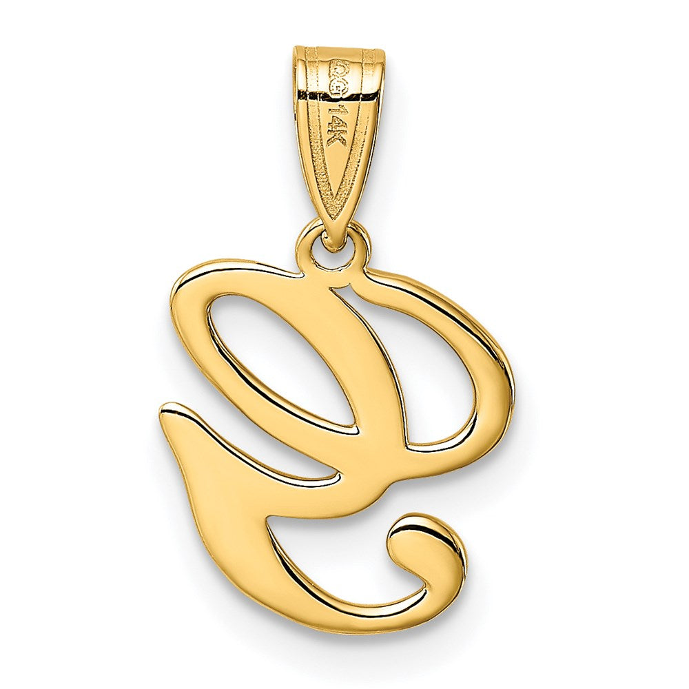 Million Charms 14K Yellow Gold Themed G Script Alphabet Letter Initial Pendant