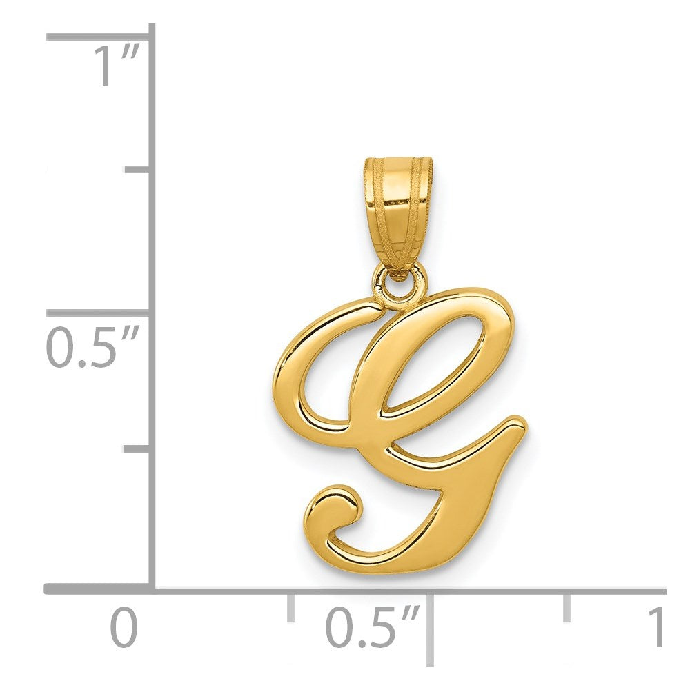 Million Charms 14K Yellow Gold Themed G Script Alphabet Letter Initial Pendant