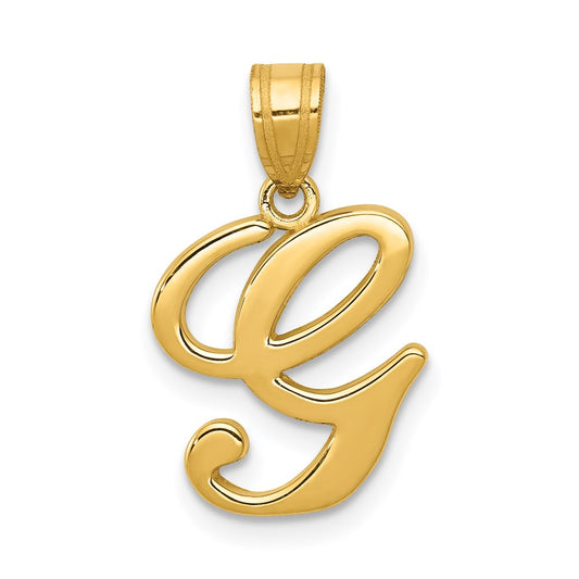 Million Charms 14K Yellow Gold Themed G Script Alphabet Letter Initial Pendant