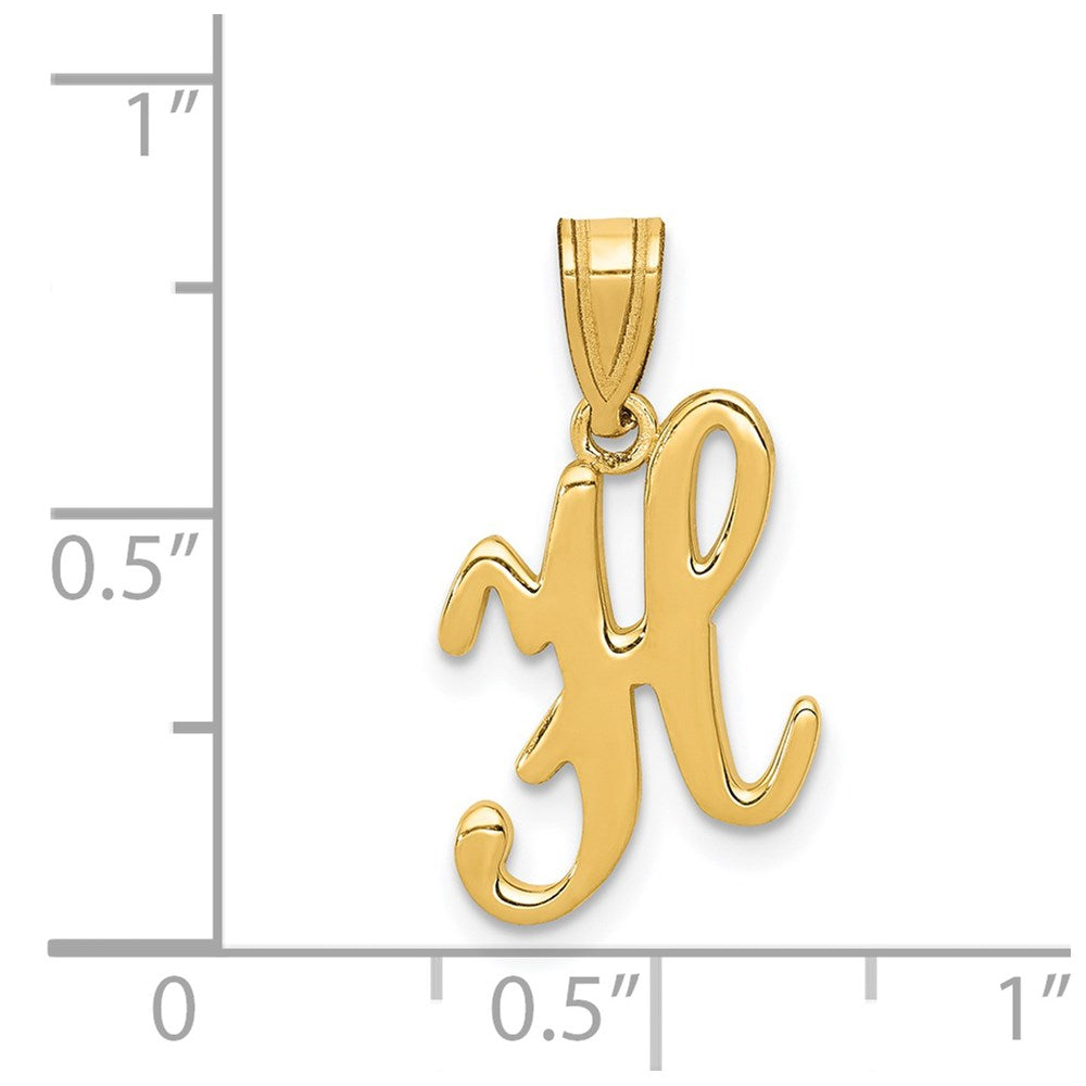 Million Charms 14K Yellow Gold Themed H Script Alphabet Letter Initial Pendant
