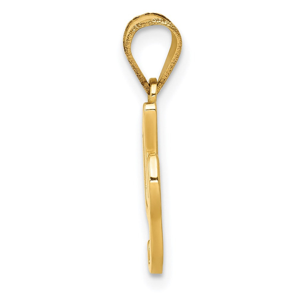 Million Charms 14K Yellow Gold Themed I Script Alphabet Letter Initial Pendant