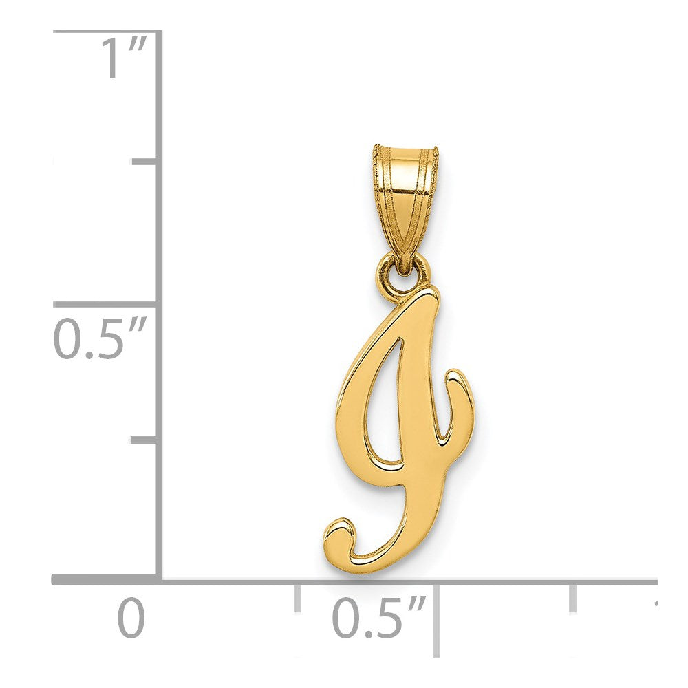 Million Charms 14K Yellow Gold Themed I Script Alphabet Letter Initial Pendant