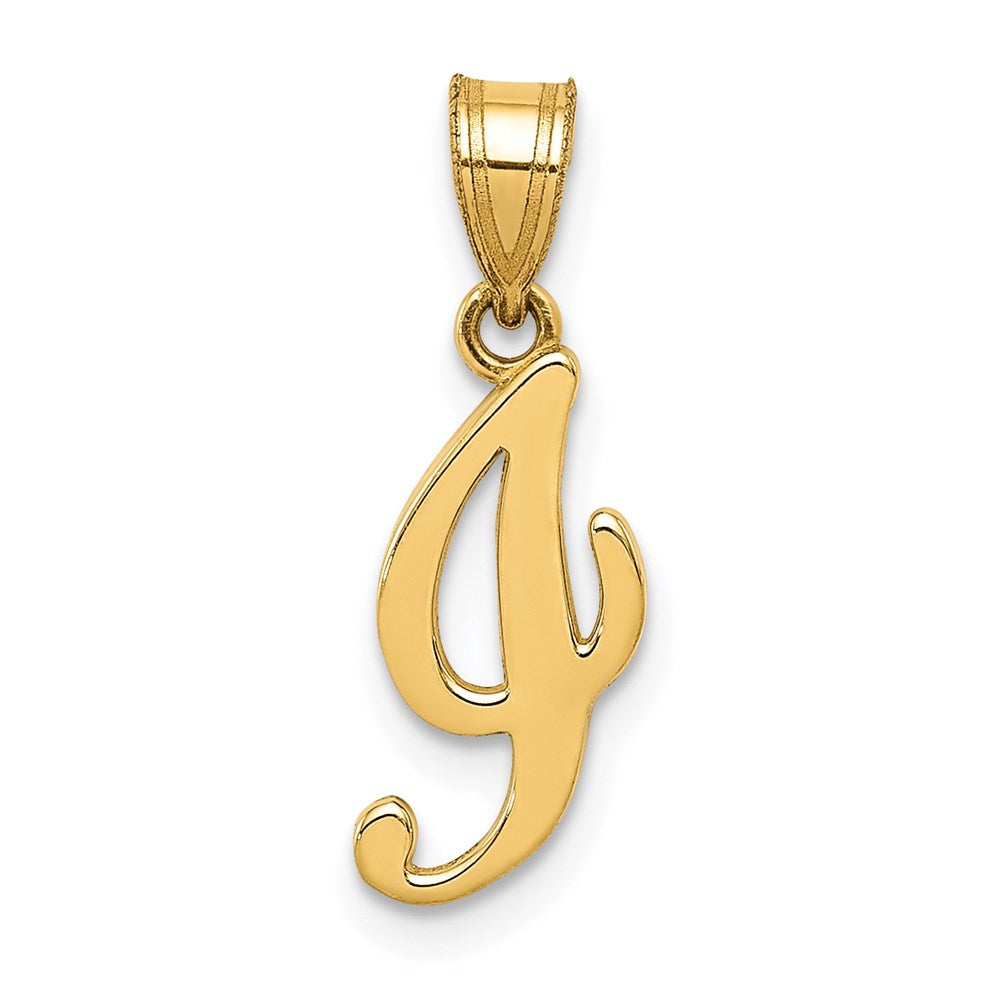 Million Charms 14K Yellow Gold Themed I Script Alphabet Letter Initial Pendant