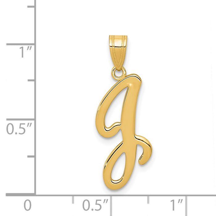 Million Charms 14K Yellow Gold Themed J Script Alphabet Letter Initial Pendant