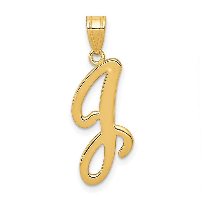 Million Charms 14K Yellow Gold Themed J Script Alphabet Letter Initial Pendant