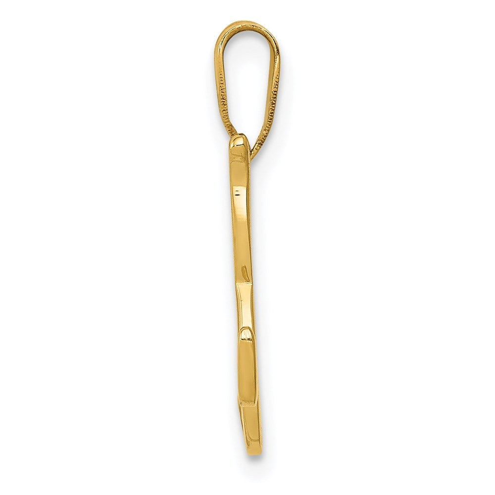 Million Charms 14K Yellow Gold Themed K Script Alphabet Letter Initial Pendant