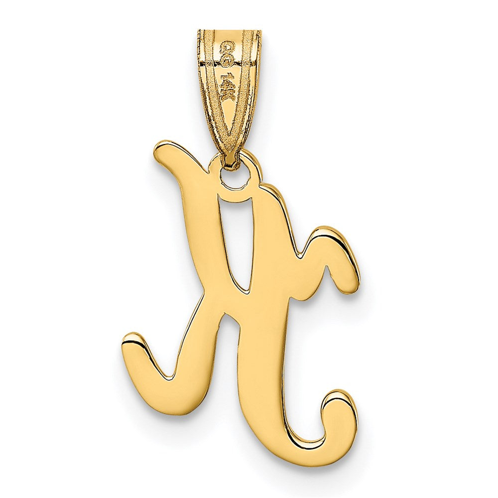 Million Charms 14K Yellow Gold Themed K Script Alphabet Letter Initial Pendant