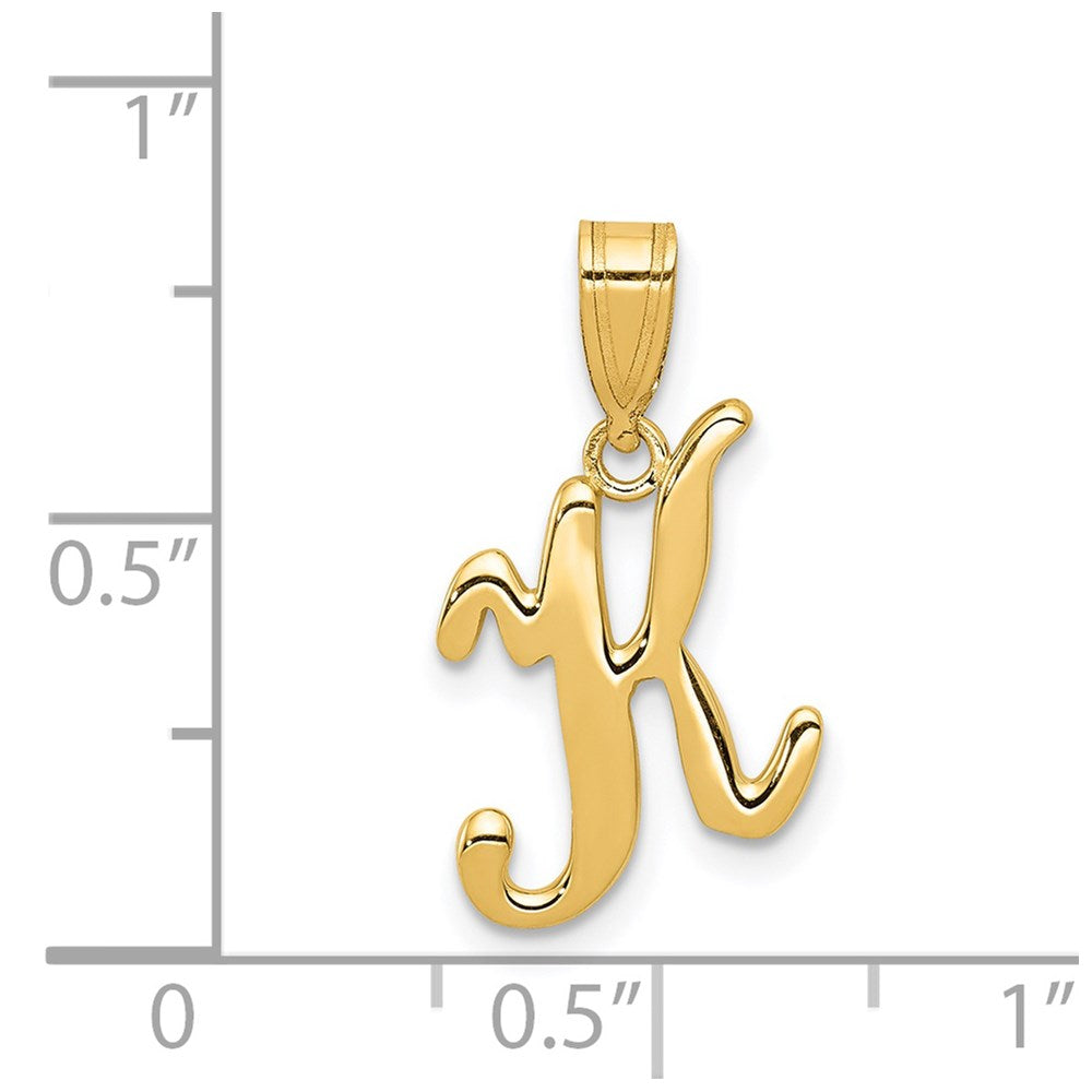 Million Charms 14K Yellow Gold Themed K Script Alphabet Letter Initial Pendant