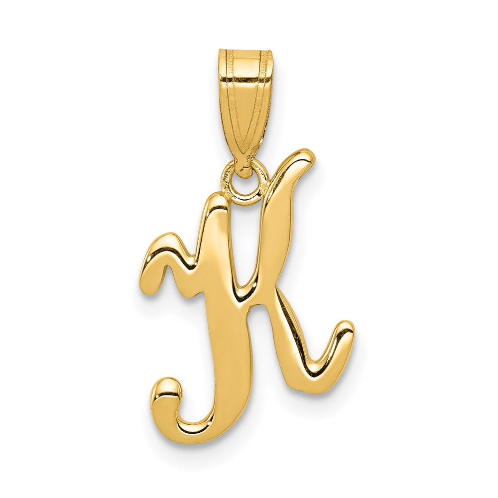 Million Charms 14K Yellow Gold Themed K Script Alphabet Letter Initial Pendant