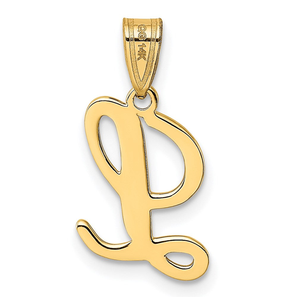 Million Charms 14K Yellow Gold Themed L Script Alphabet Letter Initial Pendant