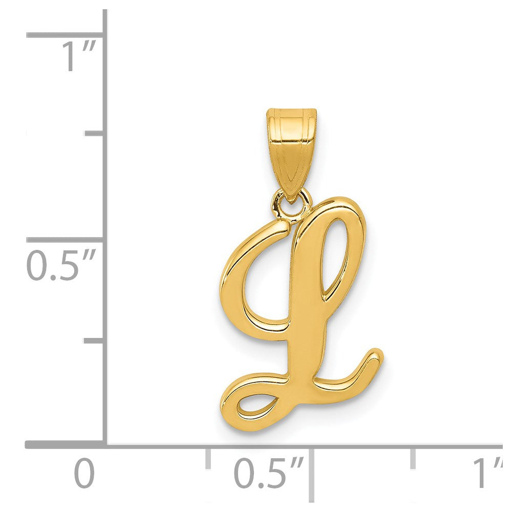 Million Charms 14K Yellow Gold Themed L Script Alphabet Letter Initial Pendant