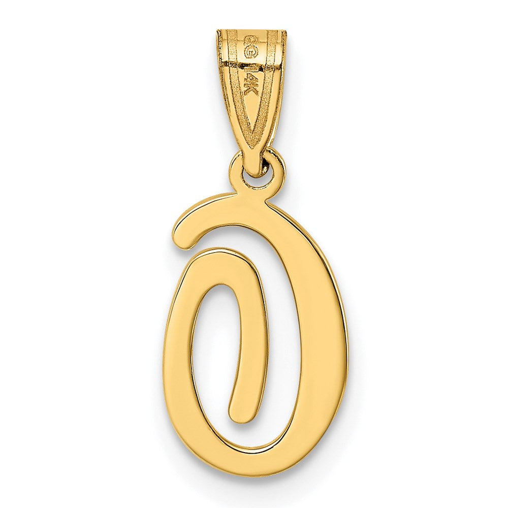 Million Charms 14K Yellow Gold Themed O Script Alphabet Letter Initial Pendant