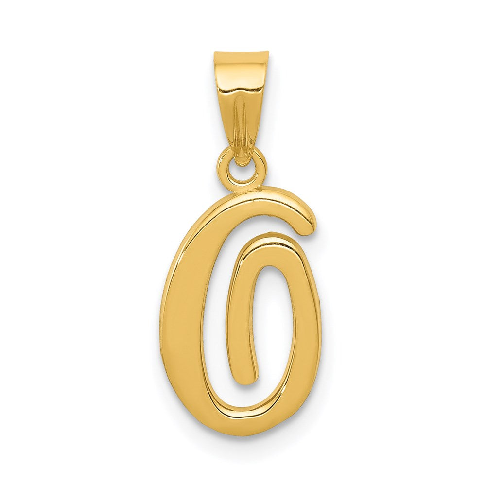 Million Charms 14K Yellow Gold Themed O Script Alphabet Letter Initial Pendant