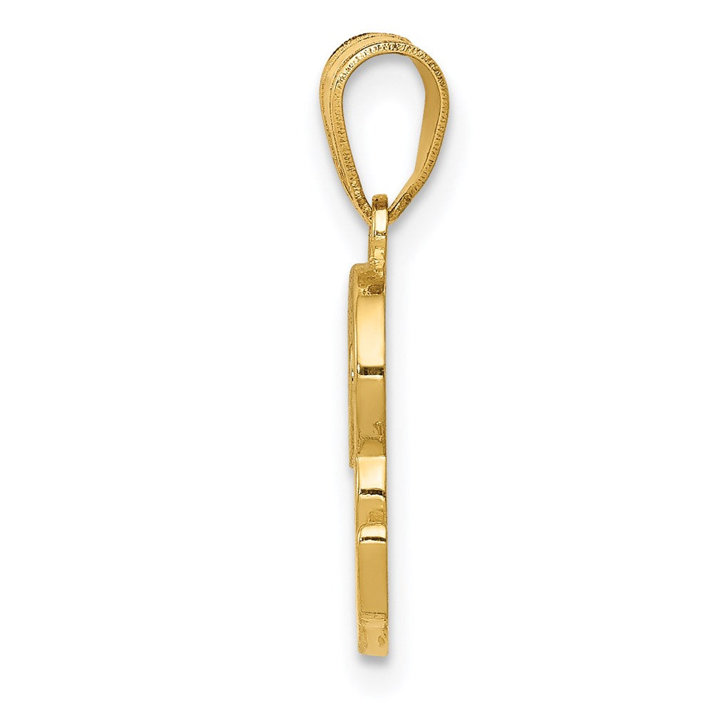 Million Charms 14K Yellow Gold Themed R Script Alphabet Letter Initial Pendant