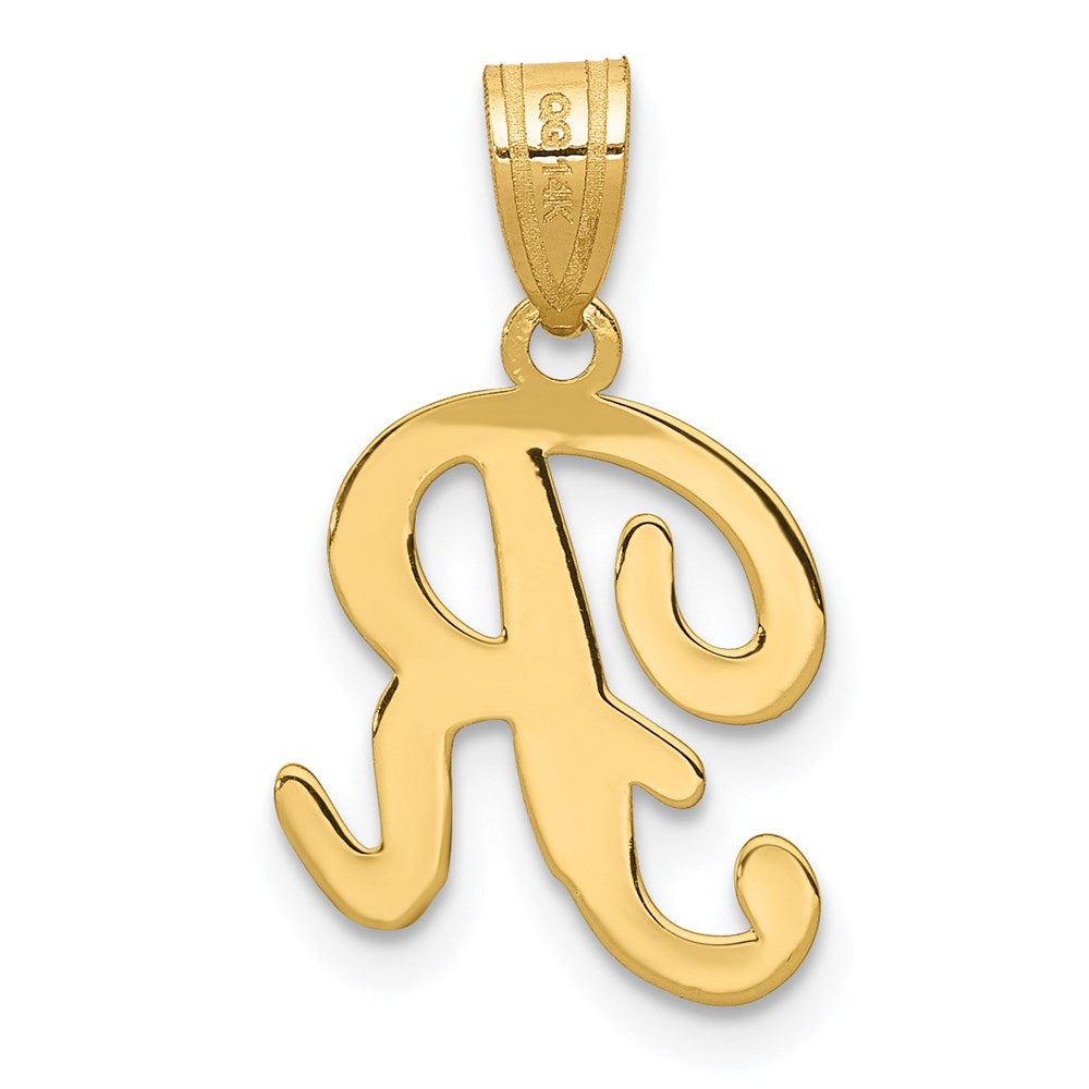 Million Charms 14K Yellow Gold Themed R Script Alphabet Letter Initial Pendant