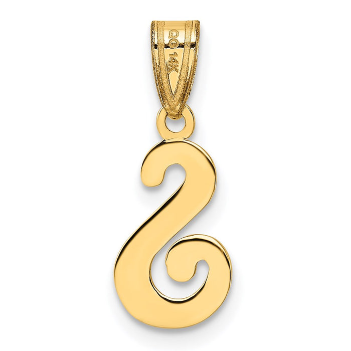 Million Charms 14K Yellow Gold Themed S Script Alphabet Letter Initial Pendant