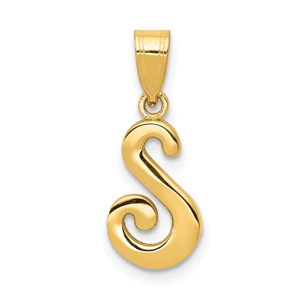 Million Charms 14K Yellow Gold Themed S Script Alphabet Letter Initial Pendant
