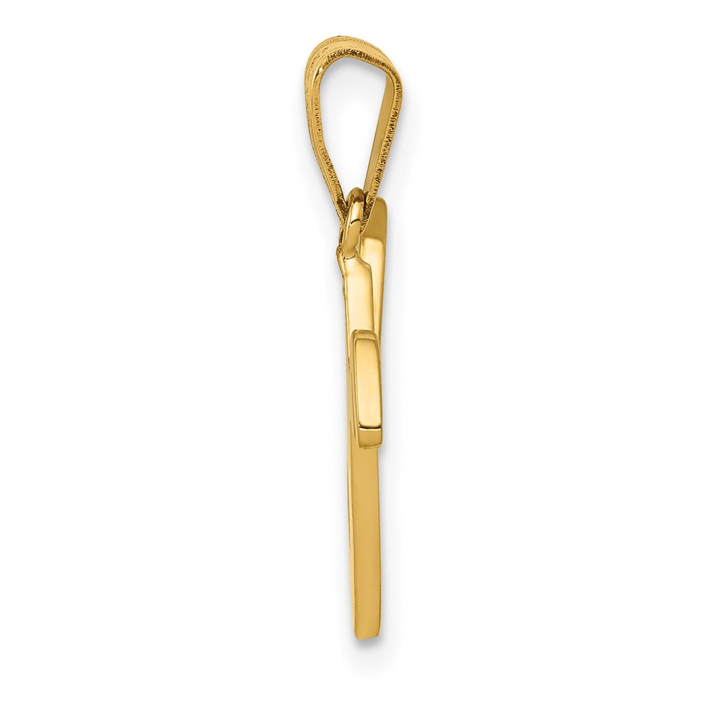 Million Charms 14K Yellow Gold Themed V Script Alphabet Letter Initial Pendant