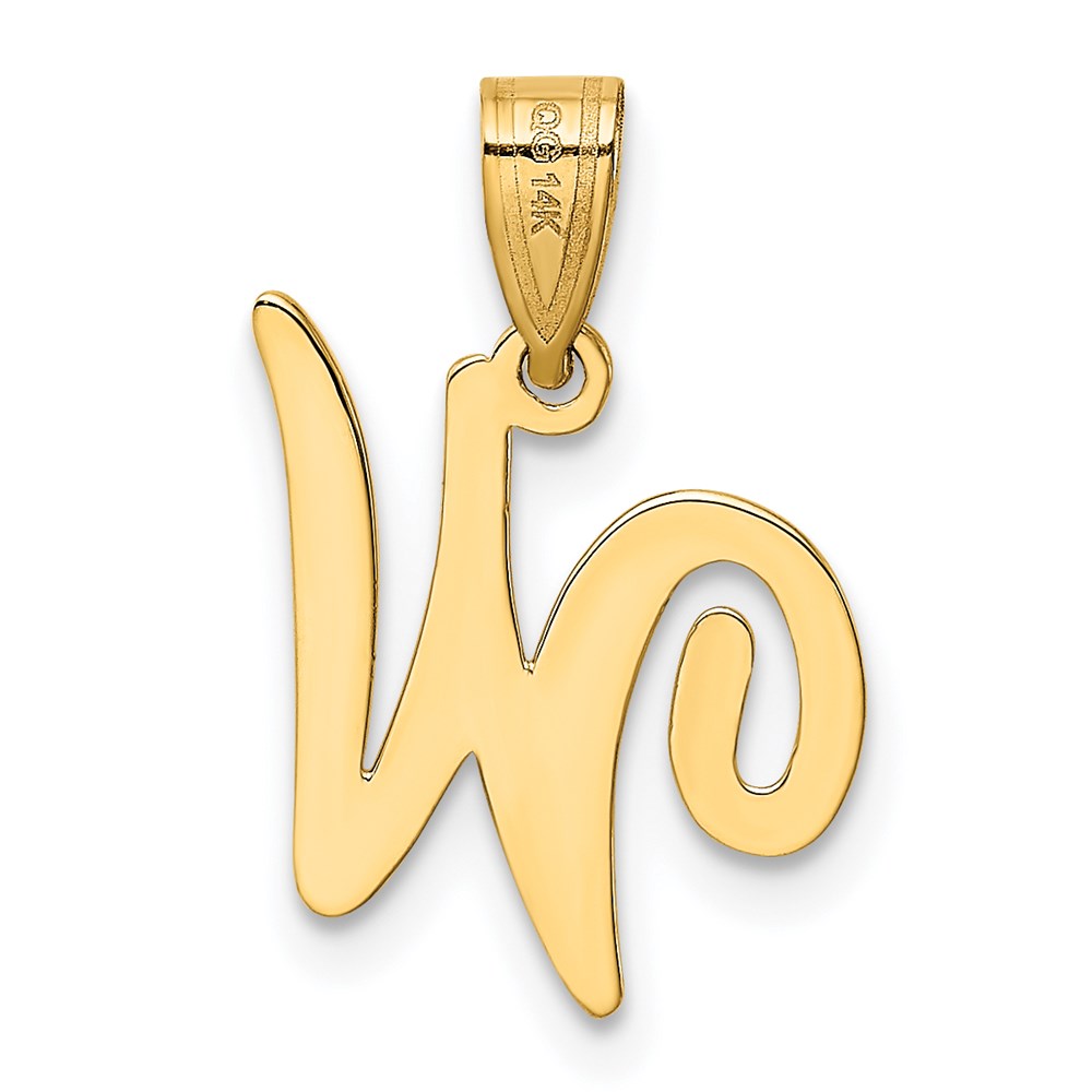 Million Charms 14K Yellow Gold Themed W Script Alphabet Letter Initial Pendant
