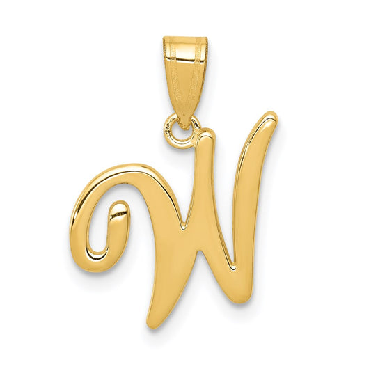 Million Charms 14K Yellow Gold Themed W Script Alphabet Letter Initial Pendant