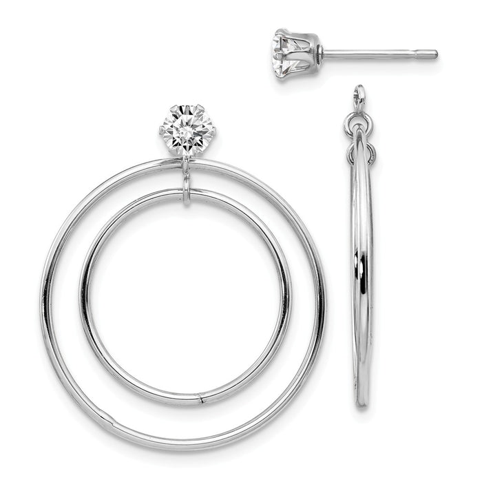 Million Charms 14k White Gold Double Hoop Earring Jackets, 30mm x 23mm