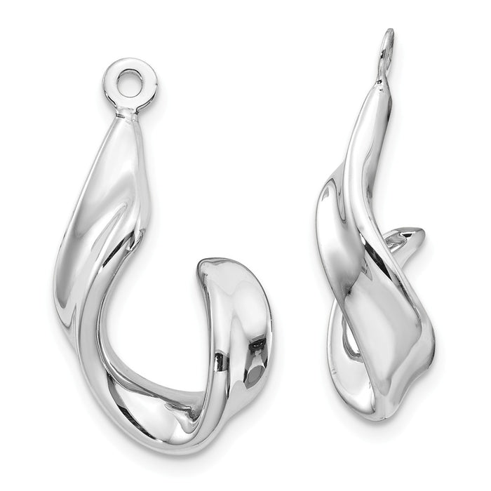Million Charms 14k White Gold Twisted J Earring Jackets, 27mm x 14mm